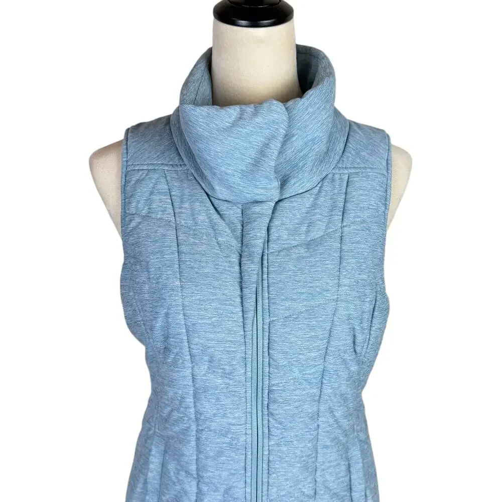 The North Face Women's Heather Blue Zip Up Performance Pseudio Puffer Vest